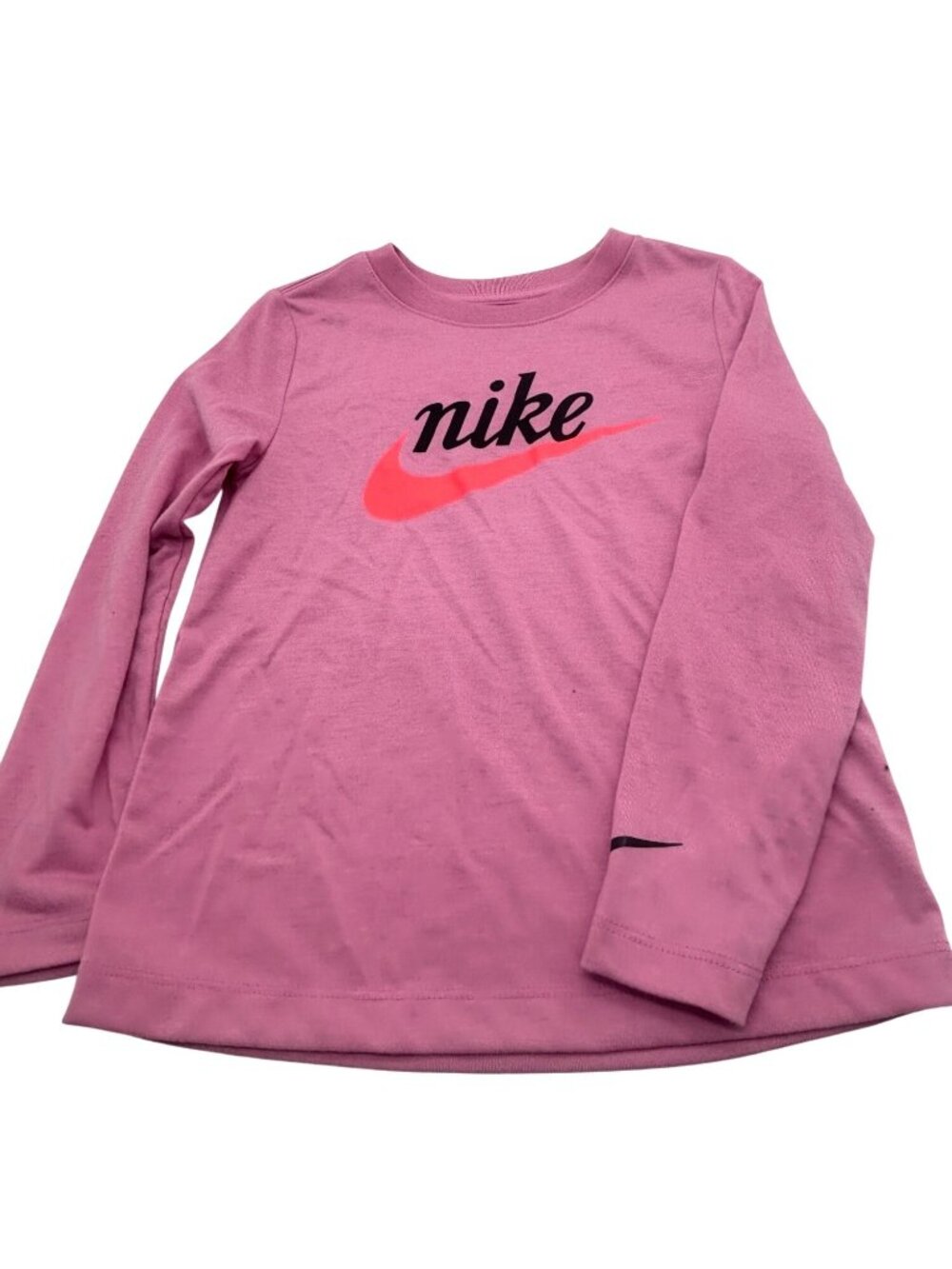 Nike Girls Pink Long-Sleeve Logo Shirt Size S (4-5 Years)